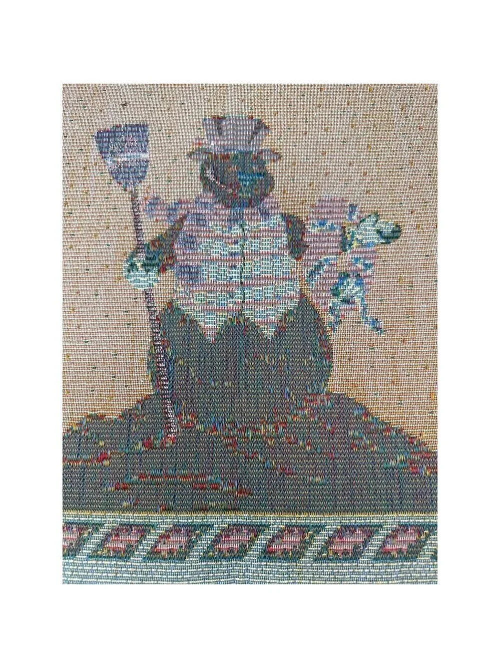 Vintage Snowman Tapestry Pillow Panel 18in Holiday Christmas Decor Winter Blue
